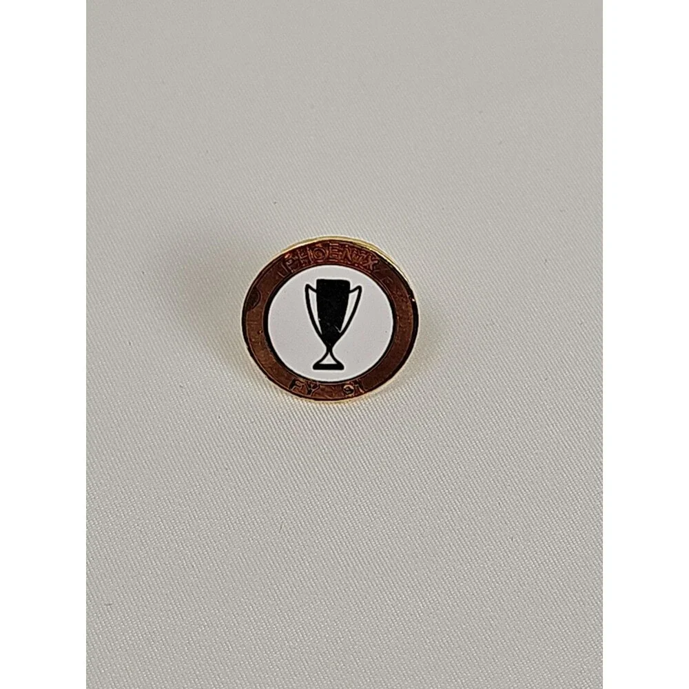 Vintage PHOENIX FY 91 Employee Recognition Award Trophy Lapel Pin Gold Tone